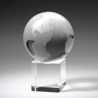 4 1/2" Crystal Globe on Cube Trophy Award