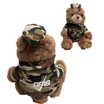 8" Marine Bear Stuffed Animal - Desert Camo w/One Color Imprint