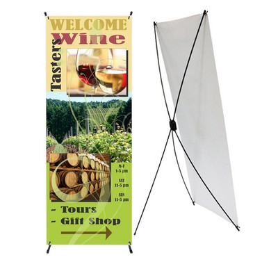 Large X-Stand W/ 13 Oz. Economy Vinyl Banner & Stand. Full Color