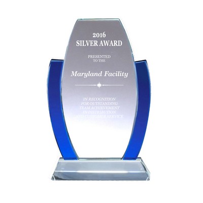 Clear/Blue Glass Arch Award (6.25"x10")