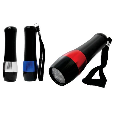 Flashlight -Striped Aluminum - 9 LED - 4-3/8"