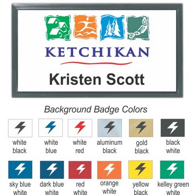 Square Corner Name Badge w/Black Frame (3"x 1½")