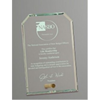 Economy Jade Glass Clipped Corner Plaque (4"x6")