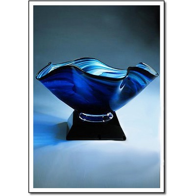 Glacier Art Glass Bowl w/ Marble Base (14.5"x10.5")