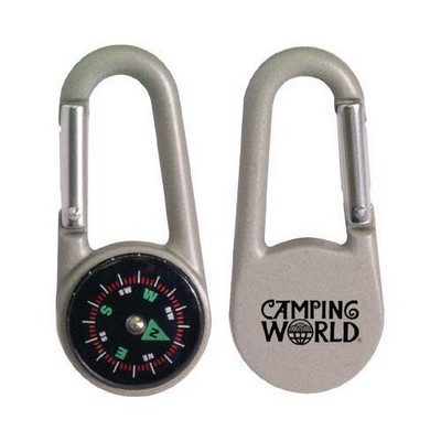 Die-Cast Metal Carabiner Clip w/ Compass