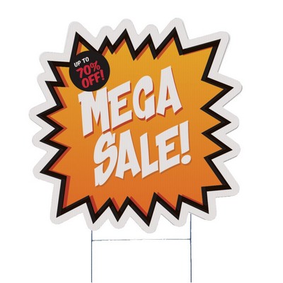Burst Corrugated Vinyl Die Cut Yard Sign (23 1/2"x23") - Full Color