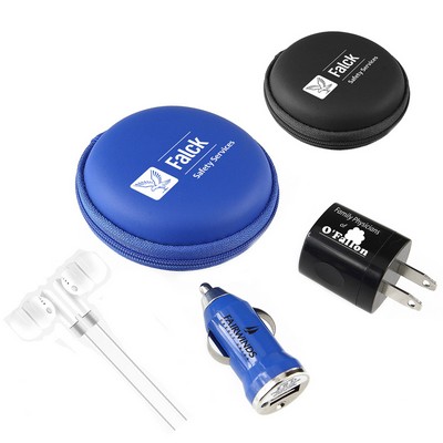Traveler 3" 1 4 Pieces USB Power Charger Set (Blue)