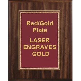 Walnut Plaque 7" x 9" - Red/Gold - 5" x 7" Florentine Plate