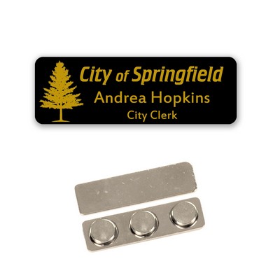 Name Badge -Black Plastic - 1X3 Laser Engrave To Gold