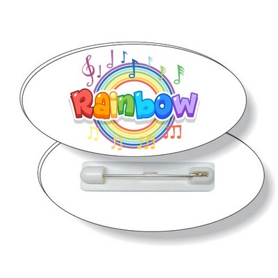 .060 White Plastic Badge with Safety Pin / oval (1.5" x 3") 4CP