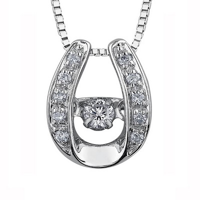 Diamond Horseshoe Pendant in 10K White Gold (0.15 CT. T.W.)