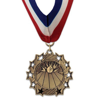 Bowling TS Medal w/Stock Millennium Neck Ribbon (2¼")