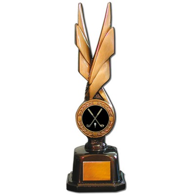 Stock Phoenix 14" Trophy with 2" Golf Coin and Engraving Plate