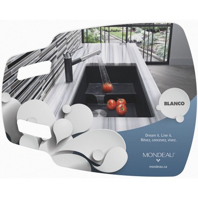 Flexible Cutting Board, FDA approved .045 clear plastic, Scoop Design (11.875" x 15") Full color