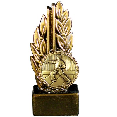 Stock 7" Laurel Trophy With 2" Karate Coin and Engraving Plate