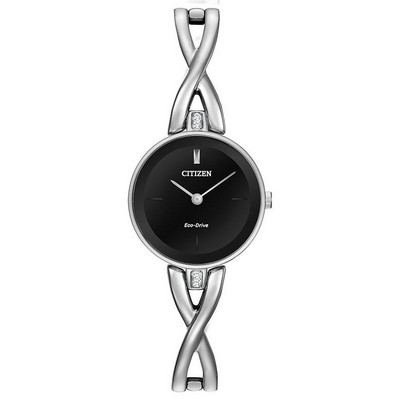 Citizen® Ladies' Silhouette Bangles Collection Eco-Drive Stainless Steel Watch W/ Black Dial