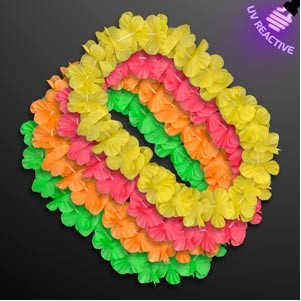 Blacklight Reactive Hawaiian Leis, Neon Assortment (Non-Light Up) - BLANK