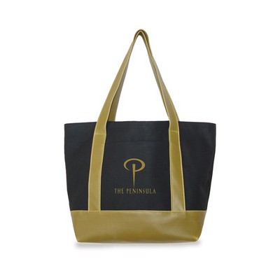 Md. Two Tone Tote (Dyed Canvas/Leatherette)