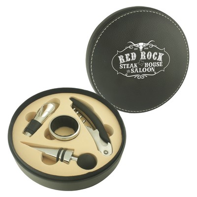 4 piece Round Wine Tool Set