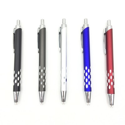 LED Light Metal Click Action Pen With Silver Dots