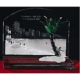 Crystal Honolulu, Oahu Beachscape Award w/Crystal Palm Tree