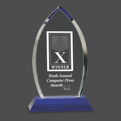 Crystal Oval Award on Blue Pedestal Base (10")