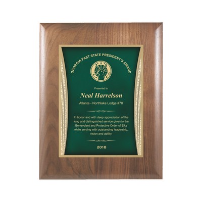 Walnut Plaque w/Green Showtime Plate (7"x9")