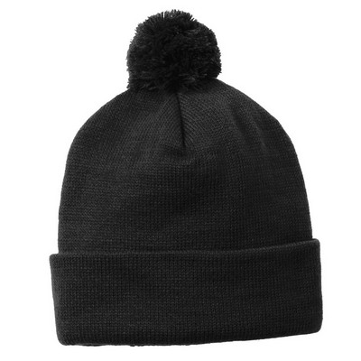 Sport-Tek ® Solid Pom Pom Beanie.