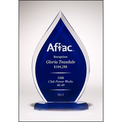 Flame Series Clear Acrylic Award w/Blue Silk Screened Back (5.75"x 10")