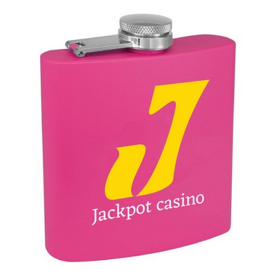 6oz. Matte Pink Powder Coated Stainless Steel Flask