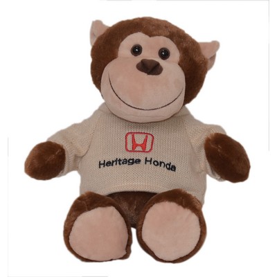 11" Milo Monkey w/ Machine Knit Sweater Embroidered