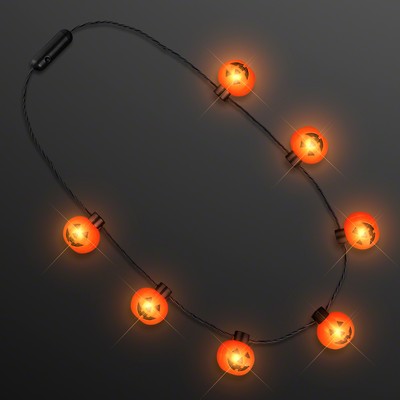 Big Pumpkin Light Bulbs Halloween Necklace - BLANK