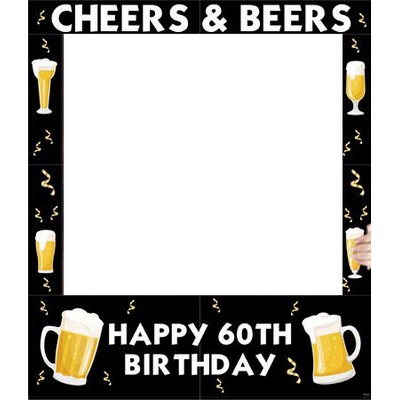 Cheers and Beers 60th Birthday Themed Party Photo Frame Prop, 35 X 30"