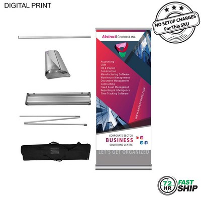 72 Hr Fast Ship - Deluxe Wide Base Retractable Banner with Graphics, (33.5"x79")