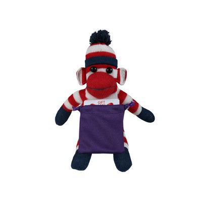soft plush Patriotic Sock Monkey with gift card sack