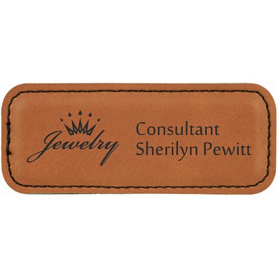 Rawhide Laser Engraved Leatherette Badge Blank with Magnet (3 1/4" x 1 1/4")
