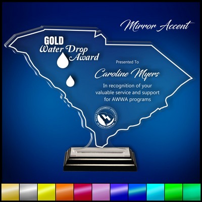 14" South Carolina Clear Acrylic Award with Mirror Accent