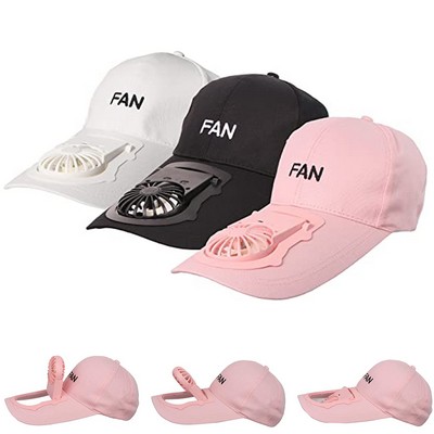 Baseball Cap With Rechargeable Fan