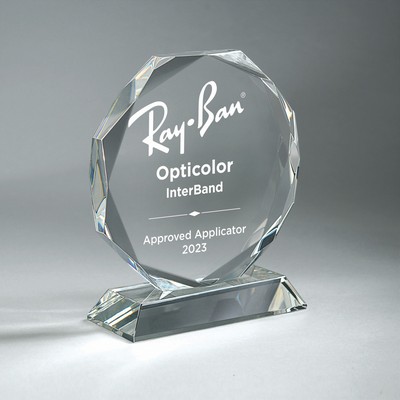 Faceted Edge Circle on Slant Base (5"x6"x2")