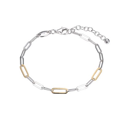 Charles Garnier Sterling Silver "PAPERCLIP" Oval Link Bracelet - Silver and Gold