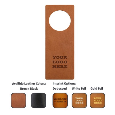 Full-Grain Leather Hotel Door Hanger w/Square Top- Do Not Disturb
