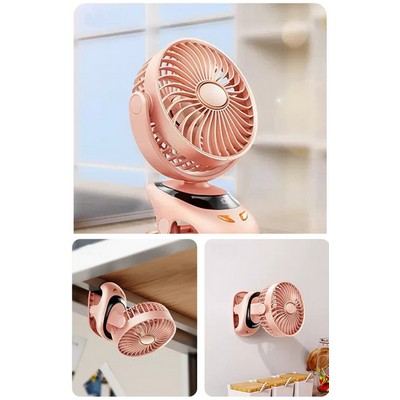 Mini Clip on Fan - Portable Rechargeable Stroller Fan with Strong Clamp