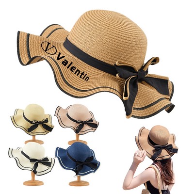 Women Straw Hat with Curved Brim