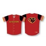 Solid Button Up Baseball Jersey w/Color Striped Sleeves