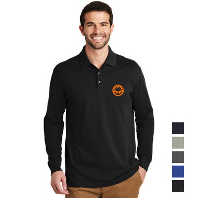 Port Authority® EZCotton Long Sleeve Embroidered Polo