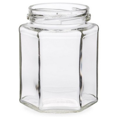 9 oz Clear Glass Oval Hexagon Jars (Gold Lug Cap)