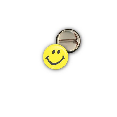 USA Made Celluloid Round Button (1") Stock Art - Smiley Face
