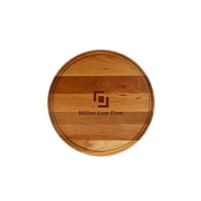 Large Cherry Round Cutting Board with Juice Groove 13-1/2"x3/4"