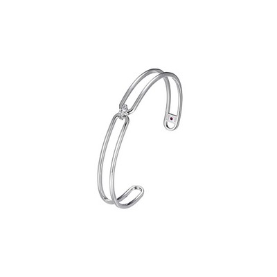 ELLE "Parallel" Open Cuff Bangle with Marquise Cubic Zirconia - Silver