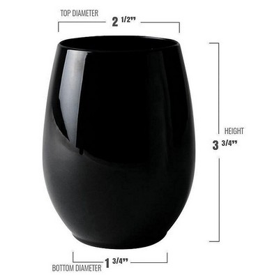 12 Oz. Black Elegant Stemless Plastic Glass